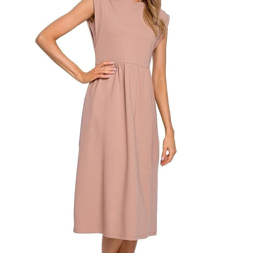 Stretchy Ribbed Knit Midi Dress