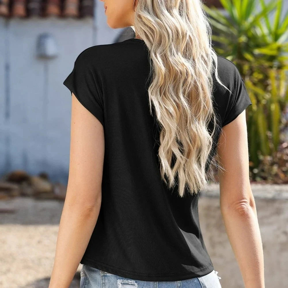 Cowl Neck Short Sleeve Top