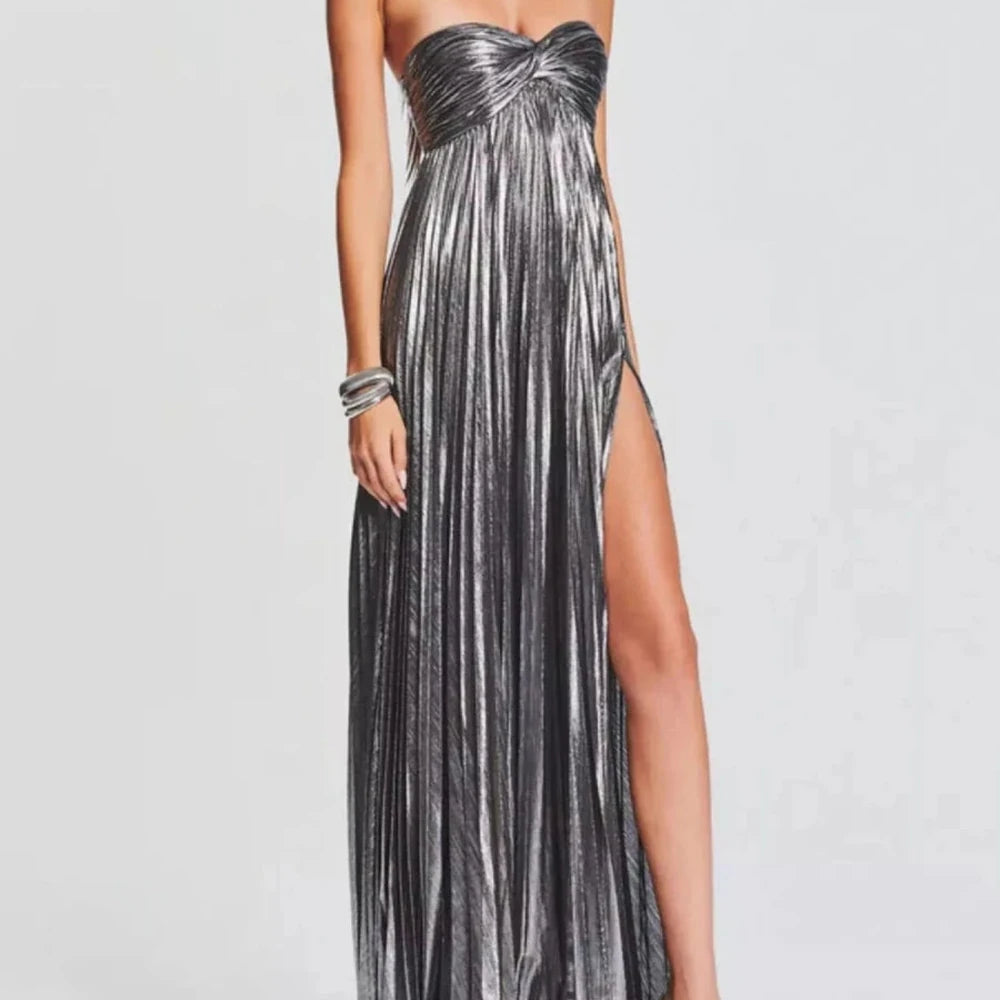 Sweetheart Neck Tube Maxi Dress with Split