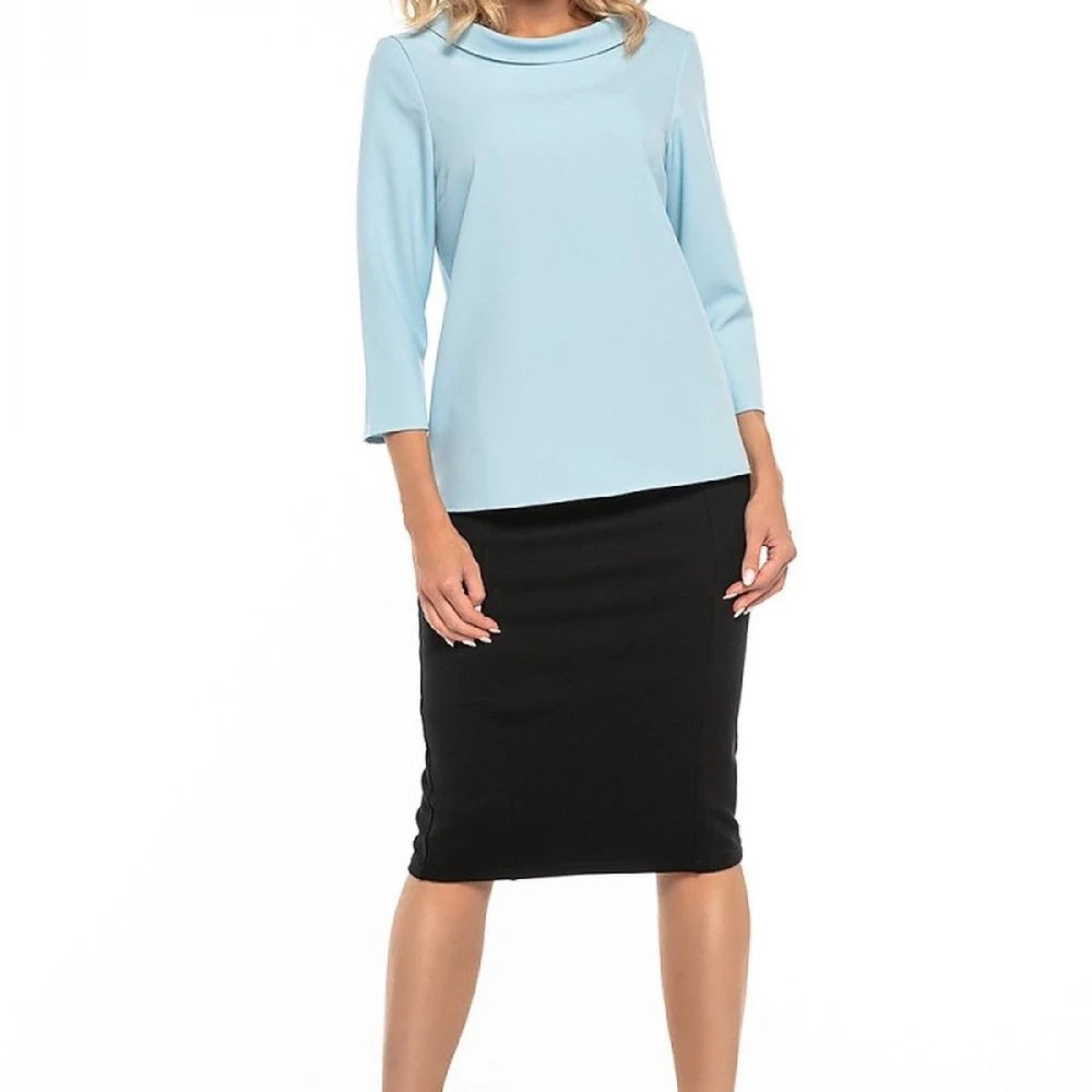 Elegant Collar Blouse with Half-Golf Neckline