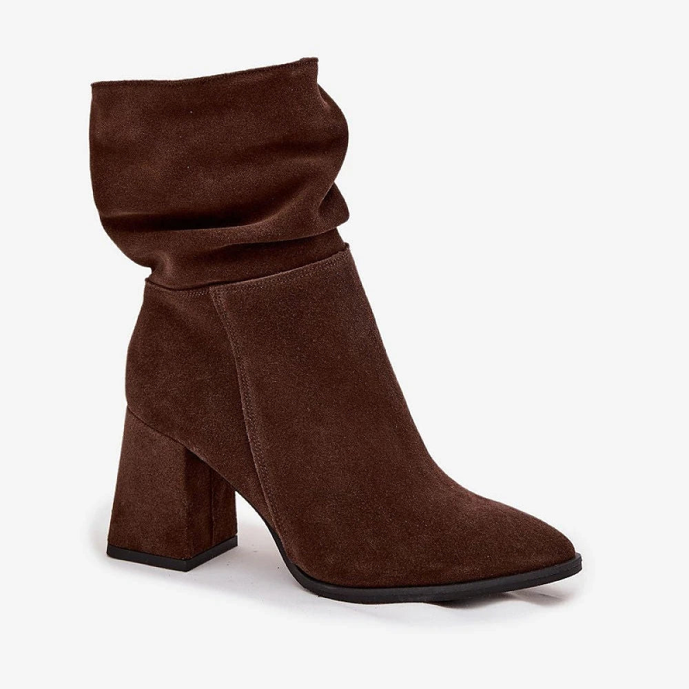 Suede Ankle Boots with Column Heel