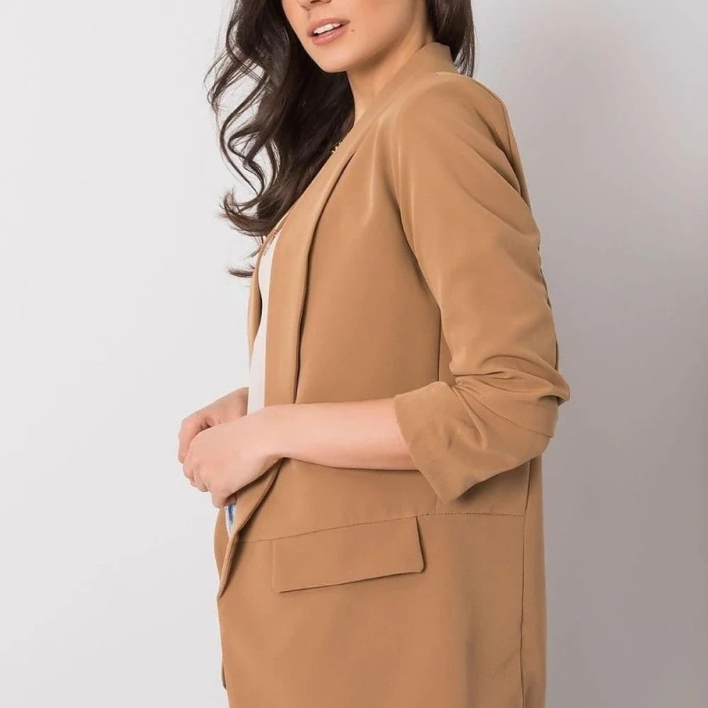 3/4 Sleeve Unbuttoned Jacket with Lining
