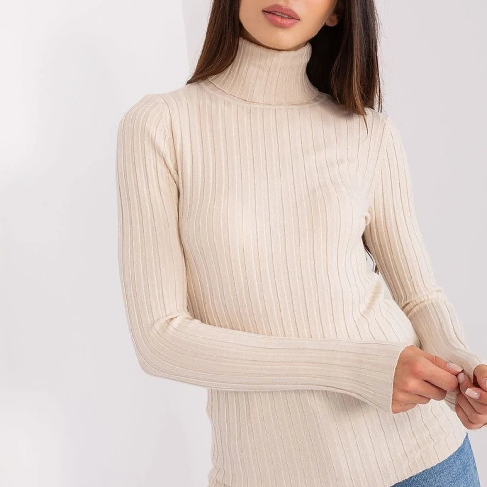 Ribbed Turtleneck Sweater with Soft Viscose