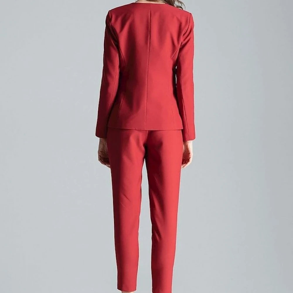 Patterned One-Button Jacket with No Lapels