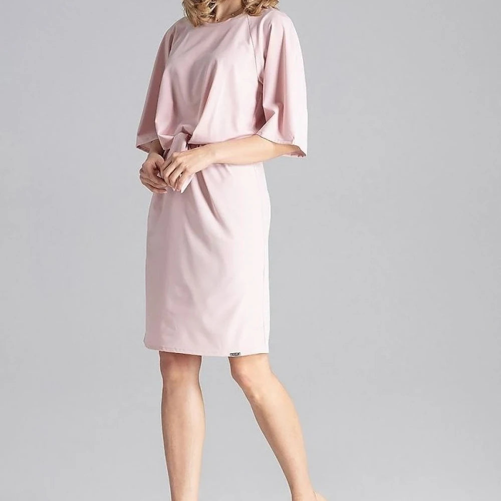Yellow Knee-Length Dress with Elastic Waist