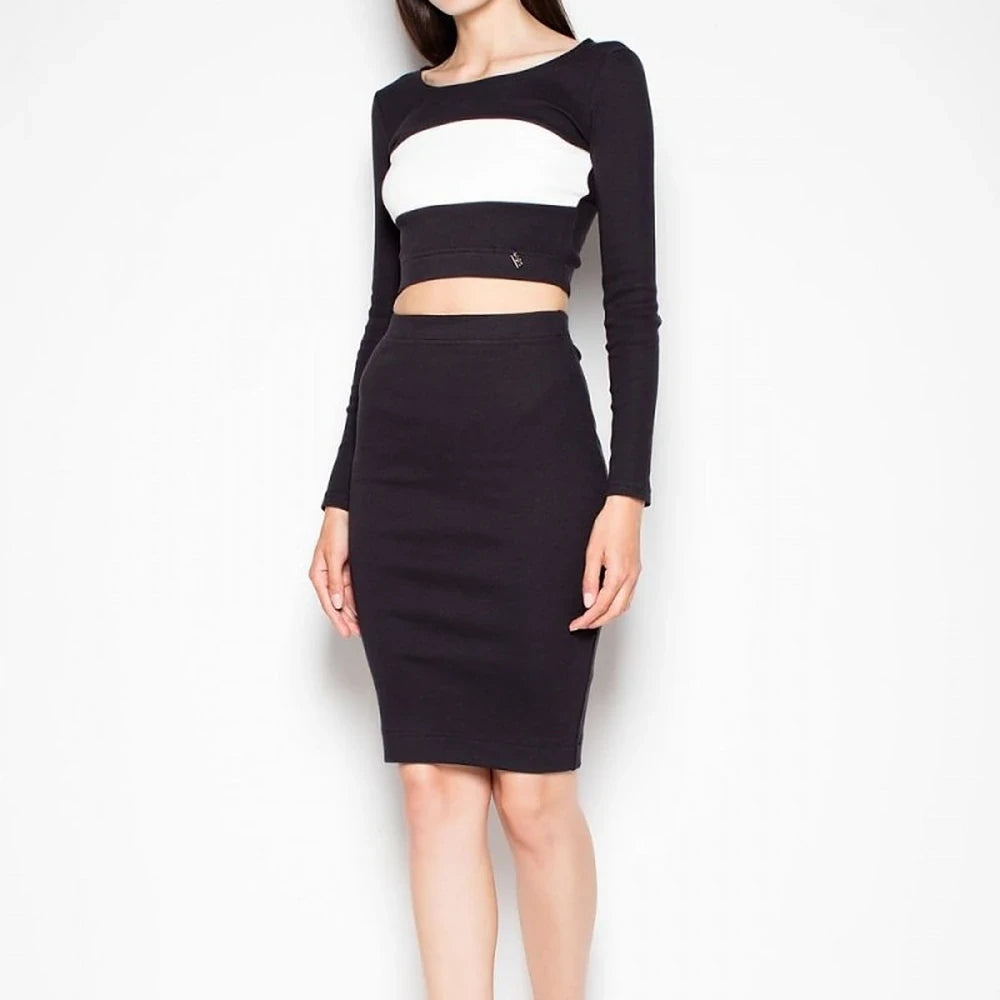 Cotton Set: Crop Blouse & Pencil Skirt