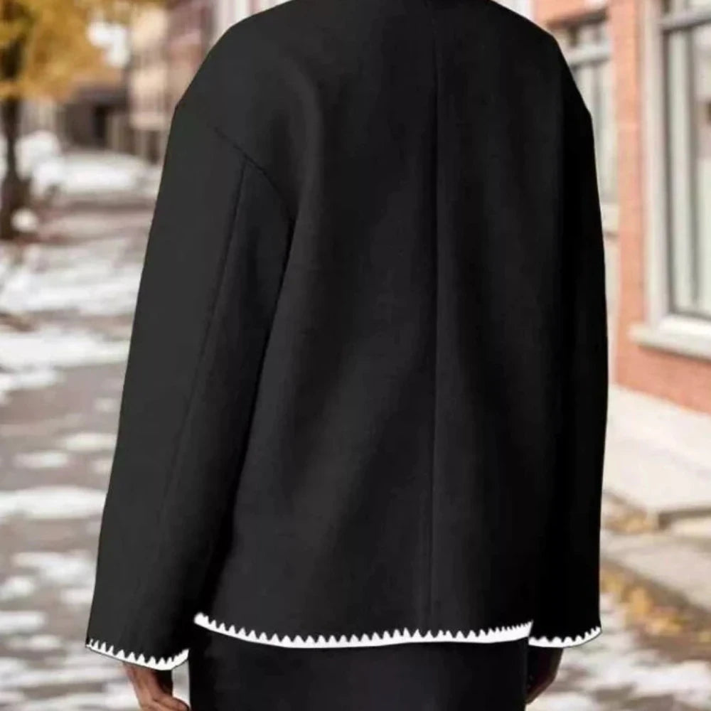 Contrast Trim Zip-Up Jacket