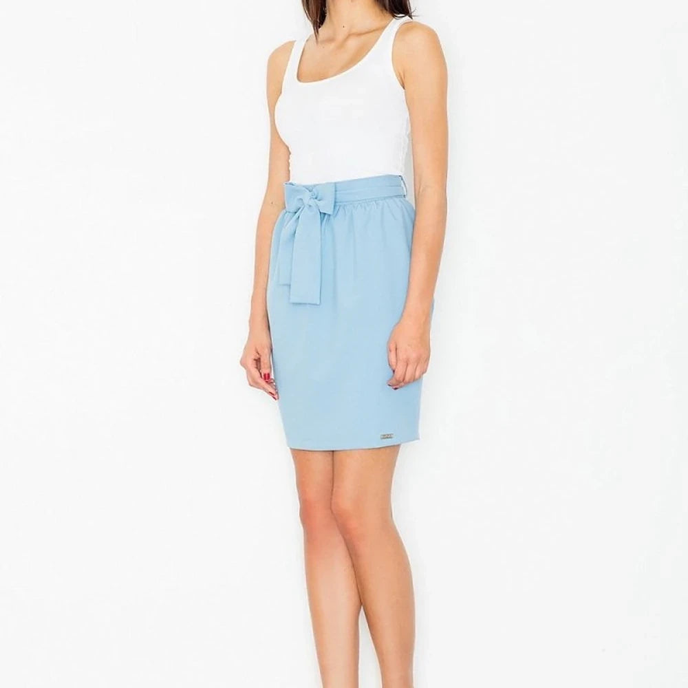 Pencil Skirt with Waist Tie - Green