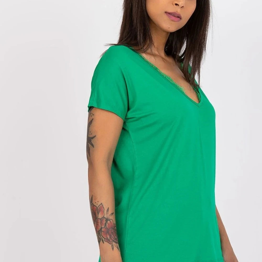 T-shirt with Lace Neckline