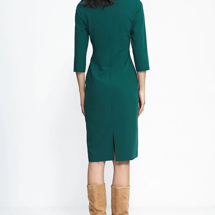 Waisted Day Dress with Zipper and Press Studs