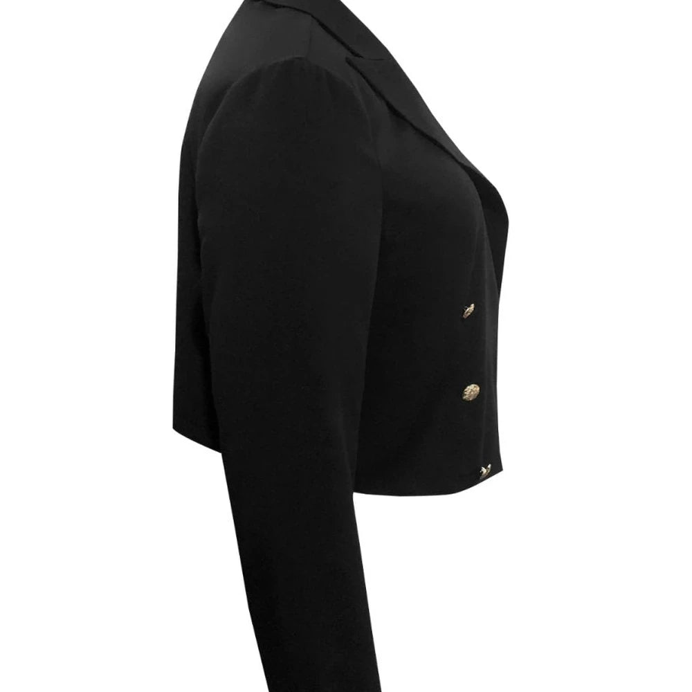 Plus Size Lapel Collar Long Sleeve Blazer