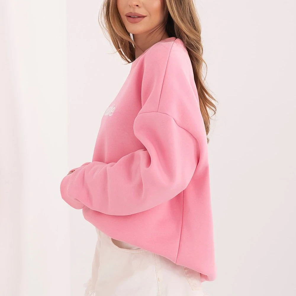 Brown Cotton Spandex Sweatshirt with Embroidery