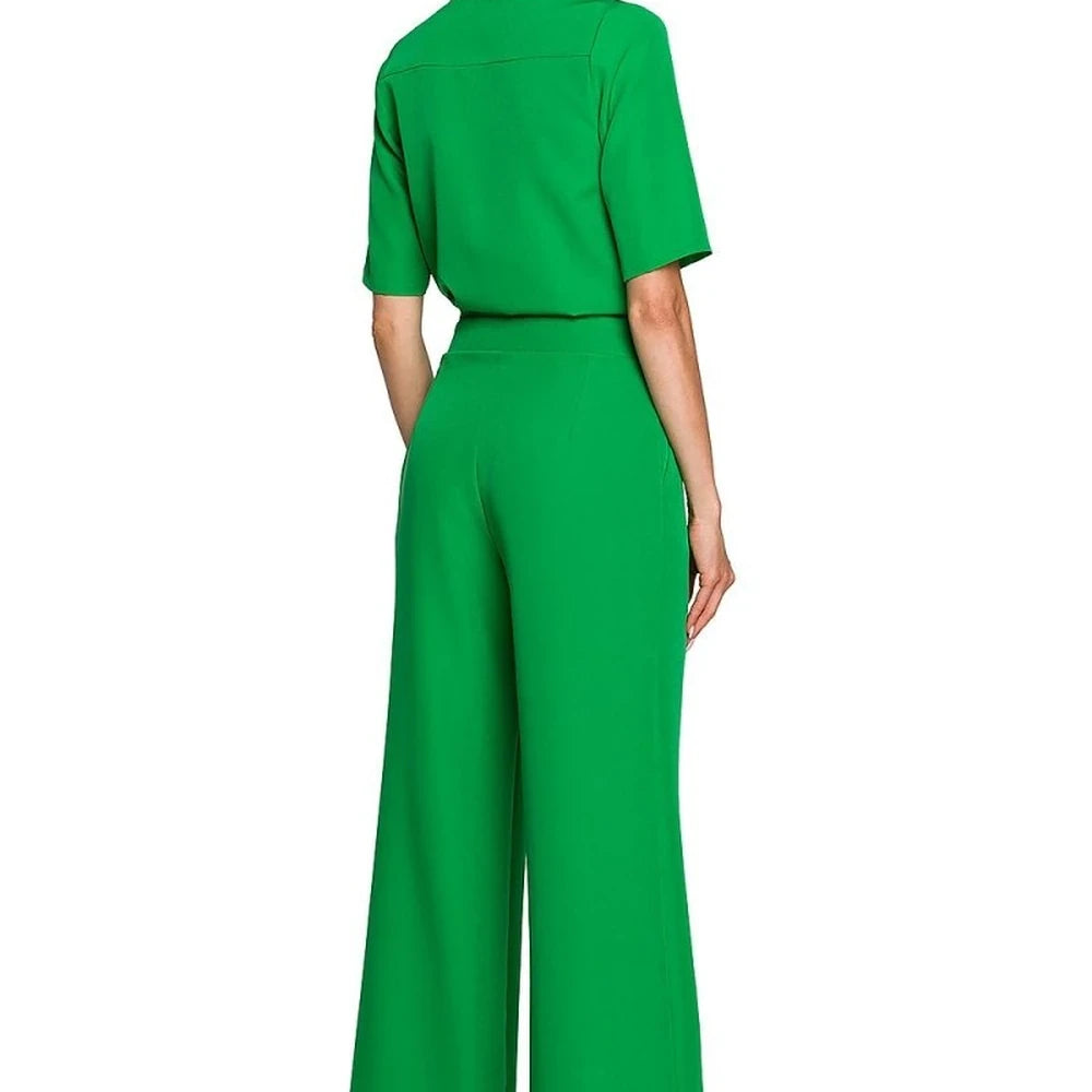 Wide Leg Trouser Suit with Elbow Sleeves