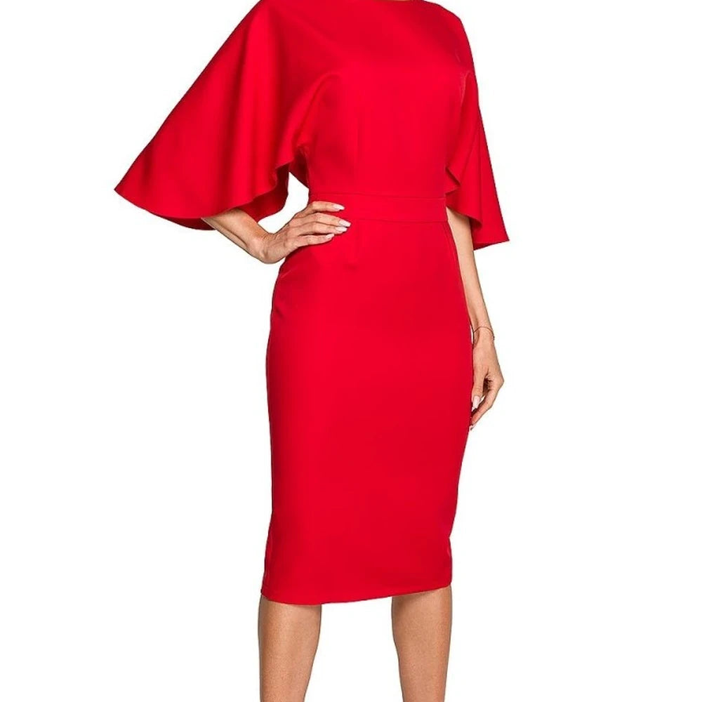 Knee-Length Cocktail Dress with Ruffled Sleeves