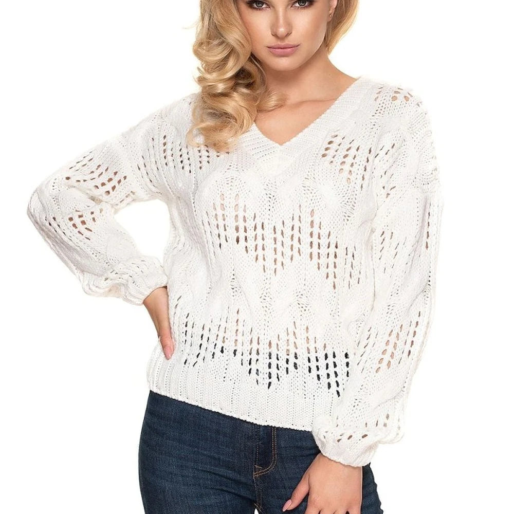 Oversize Knit Sweater with Heart Neckline