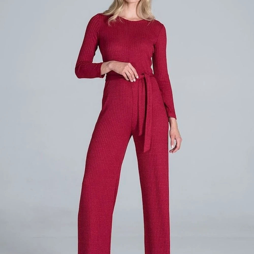 Women's Ribbed Knit Wide-Leg Jumpsuit