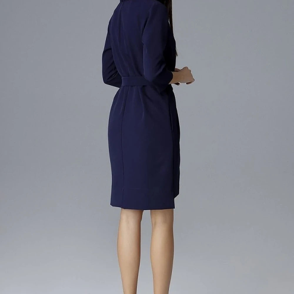 Loose Cocktail Dress with Ruffle Neckline