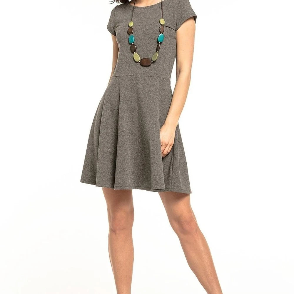 Midi Cotton Knit Dress with Boat Neck