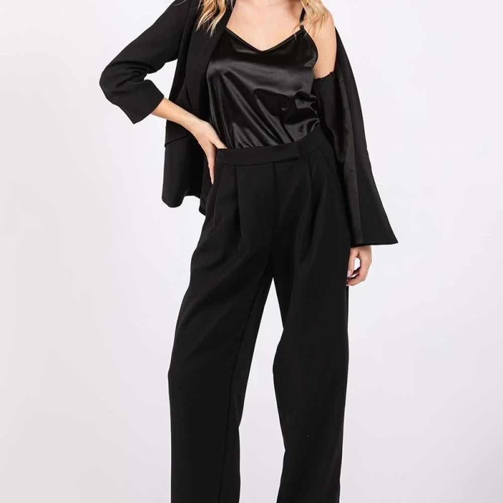 High-Waisted Pleated Pants