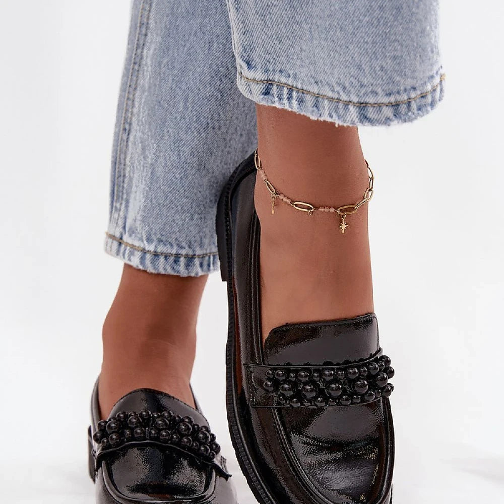 Patent Loafers with Decorative Beads