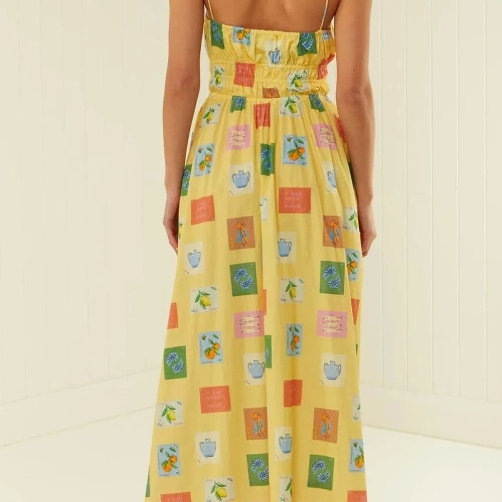 Printed Square Neck Maxi Cami Dress