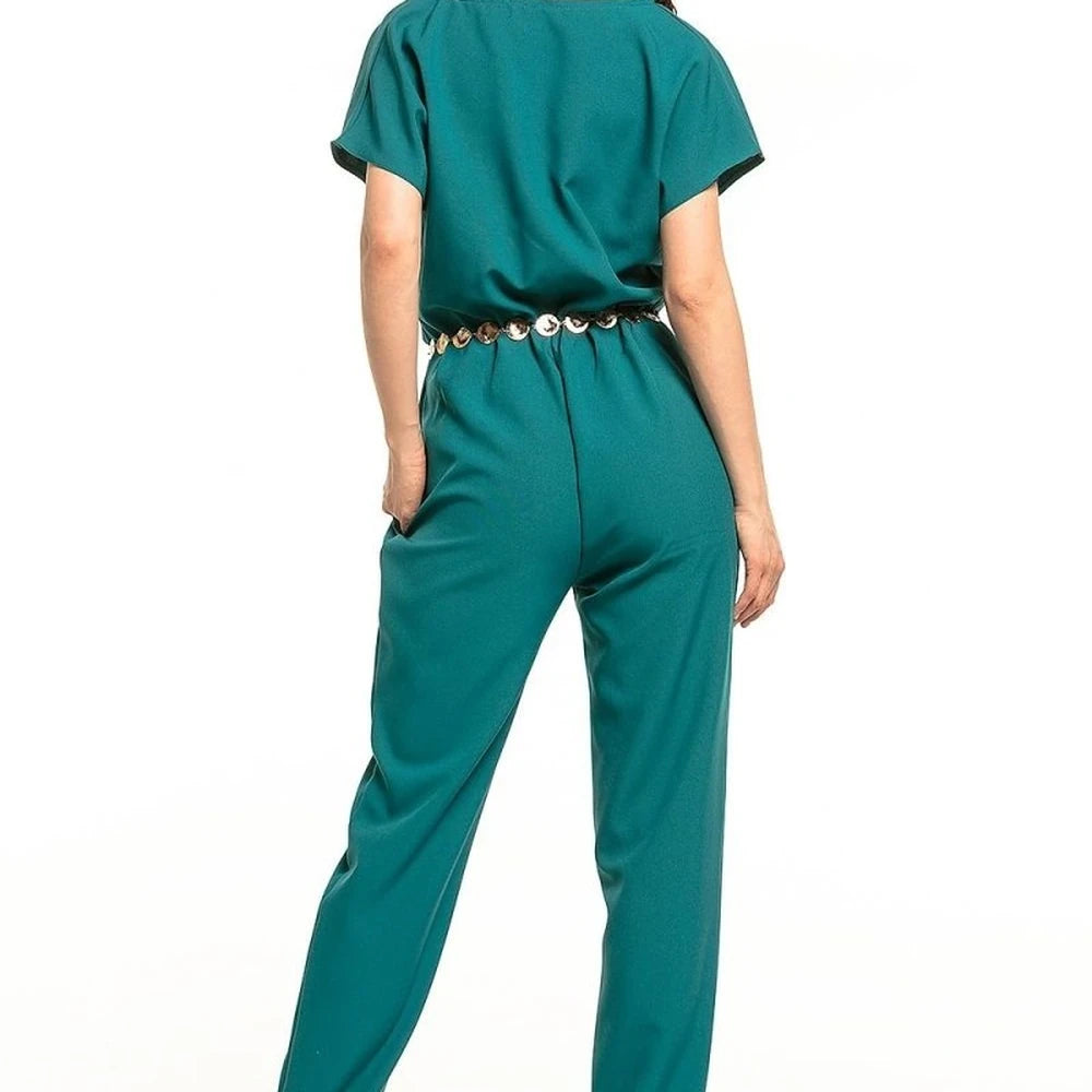 Green Envelope Neck Jumpsuit
