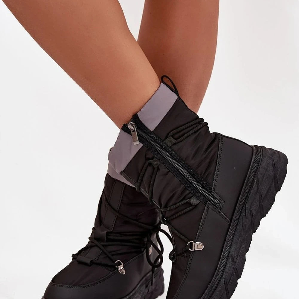 Women's Black Snow Boots with Fur