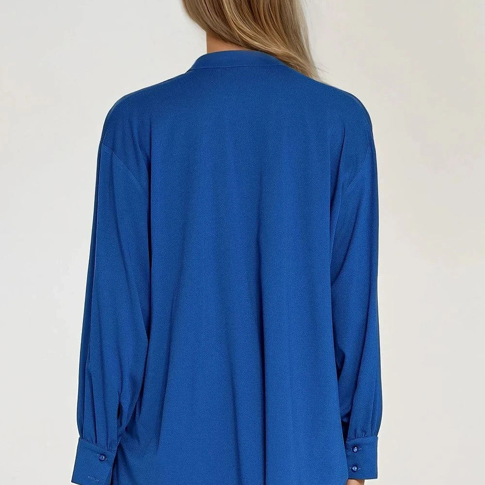 Viscose Loose Blouse with Teardrop Neckline