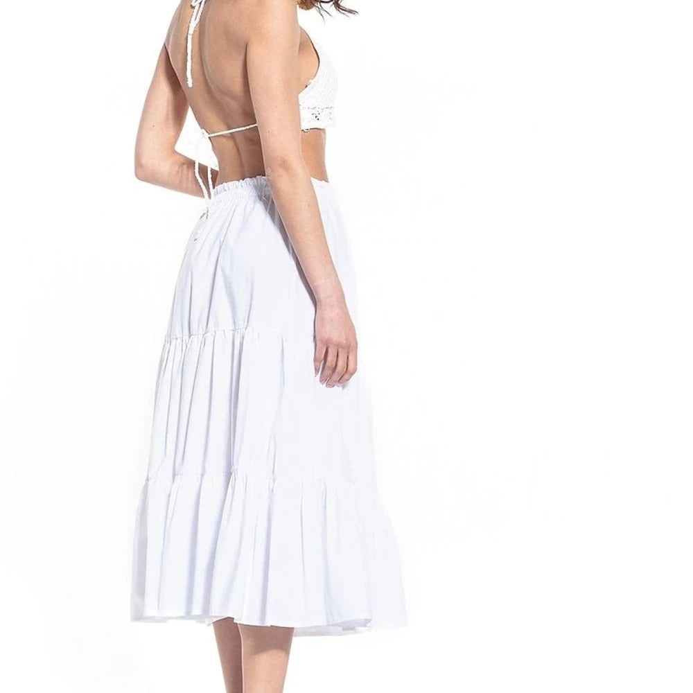 Long Cotton Skirt with Elastic Waistband