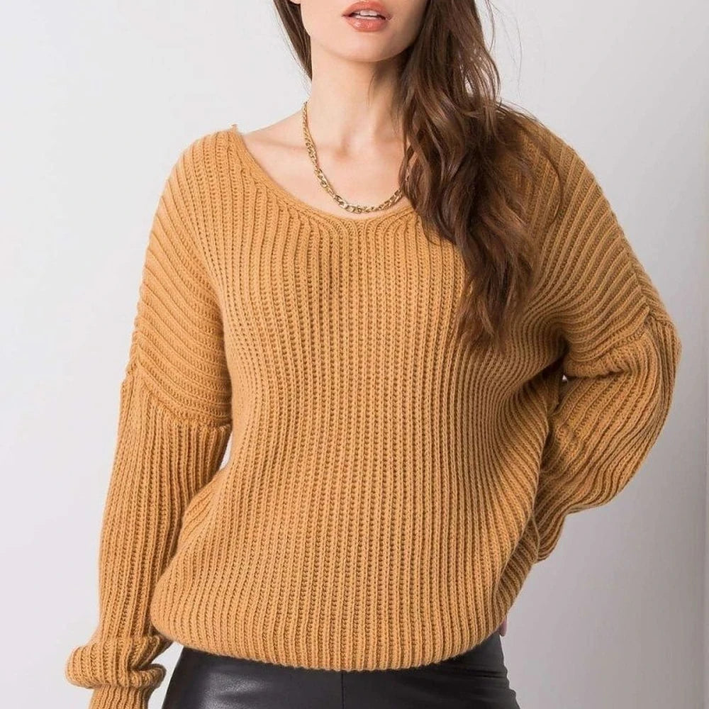 Grey Sweater with Back Neckline