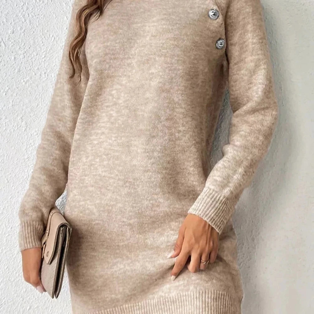 Ribbed Hem Raglan Sleeve Sweater Dress