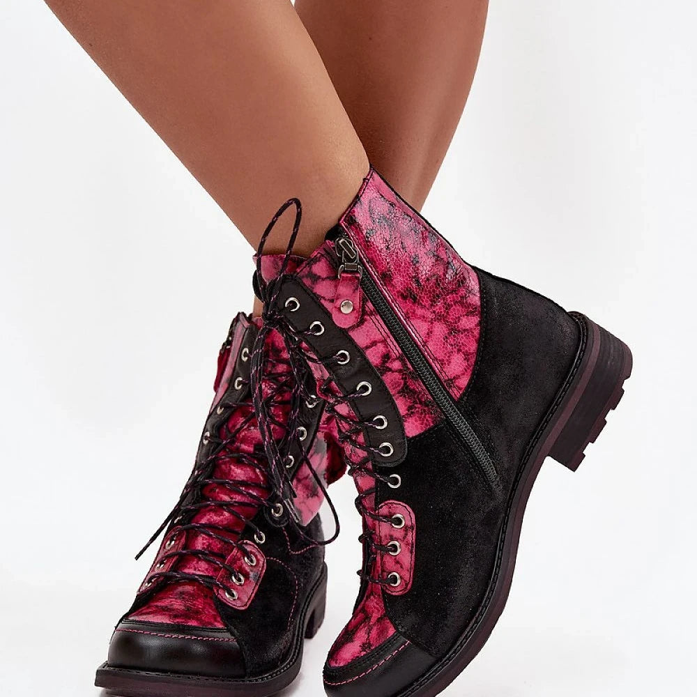 Women's Leather Ankle Boots with Zipper