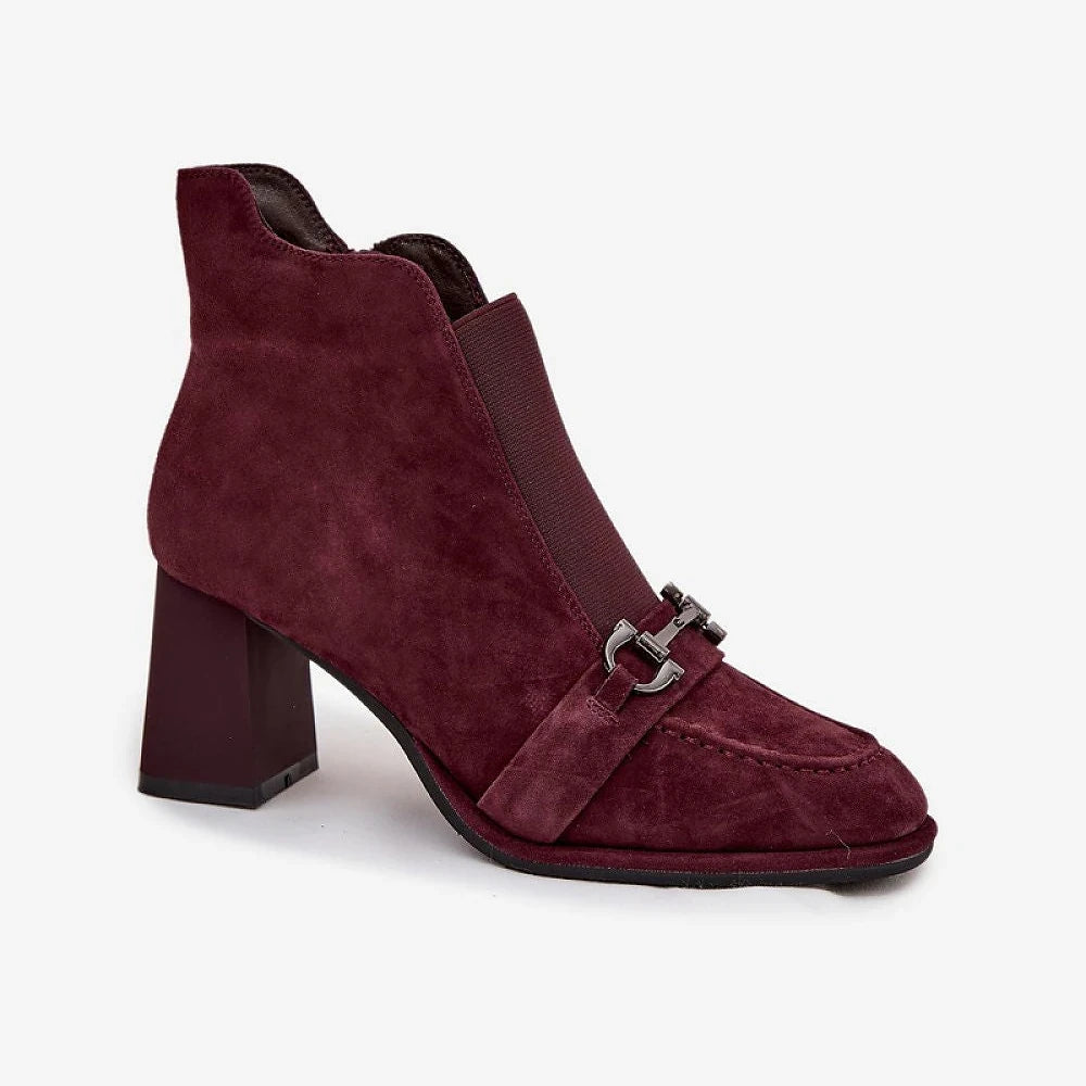 Suede Ankle Boots with Column Heel