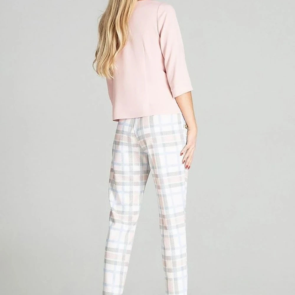 Checked Trousers with Tapered Legs