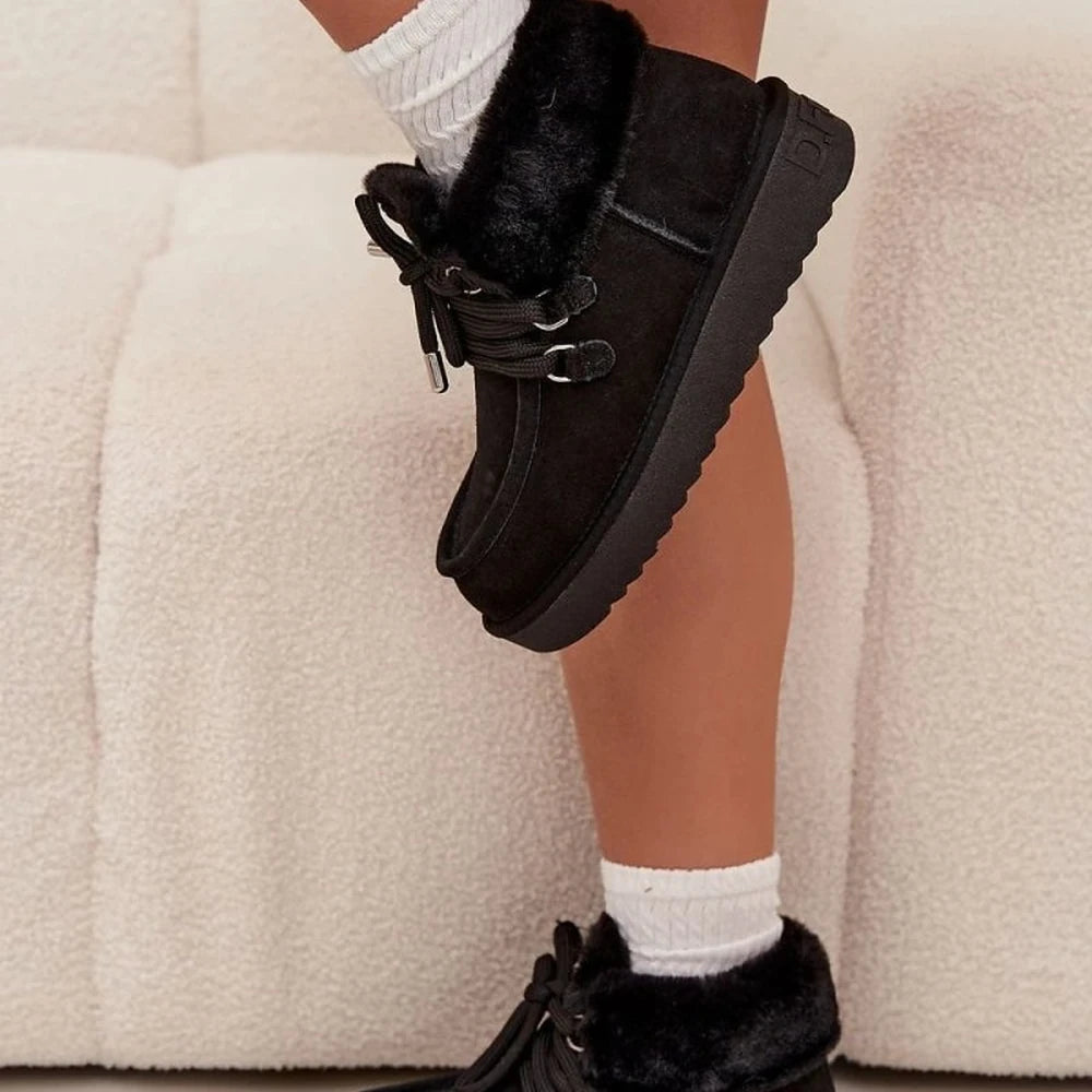 Women's Suede Snow Boots with Fur Lining