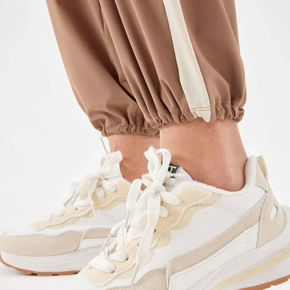 Solid Seam Detail Sporty Long Pants