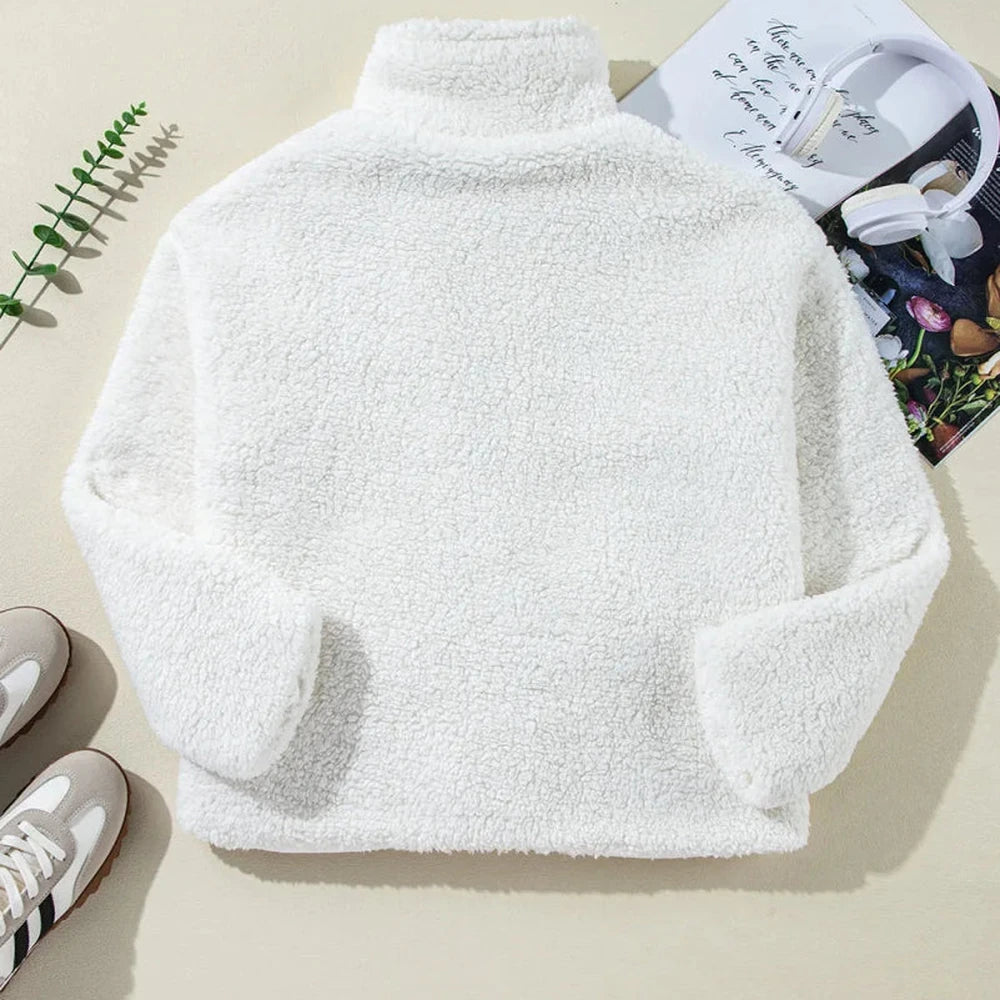 Fuzzy One Button Long Sleeve Jacket