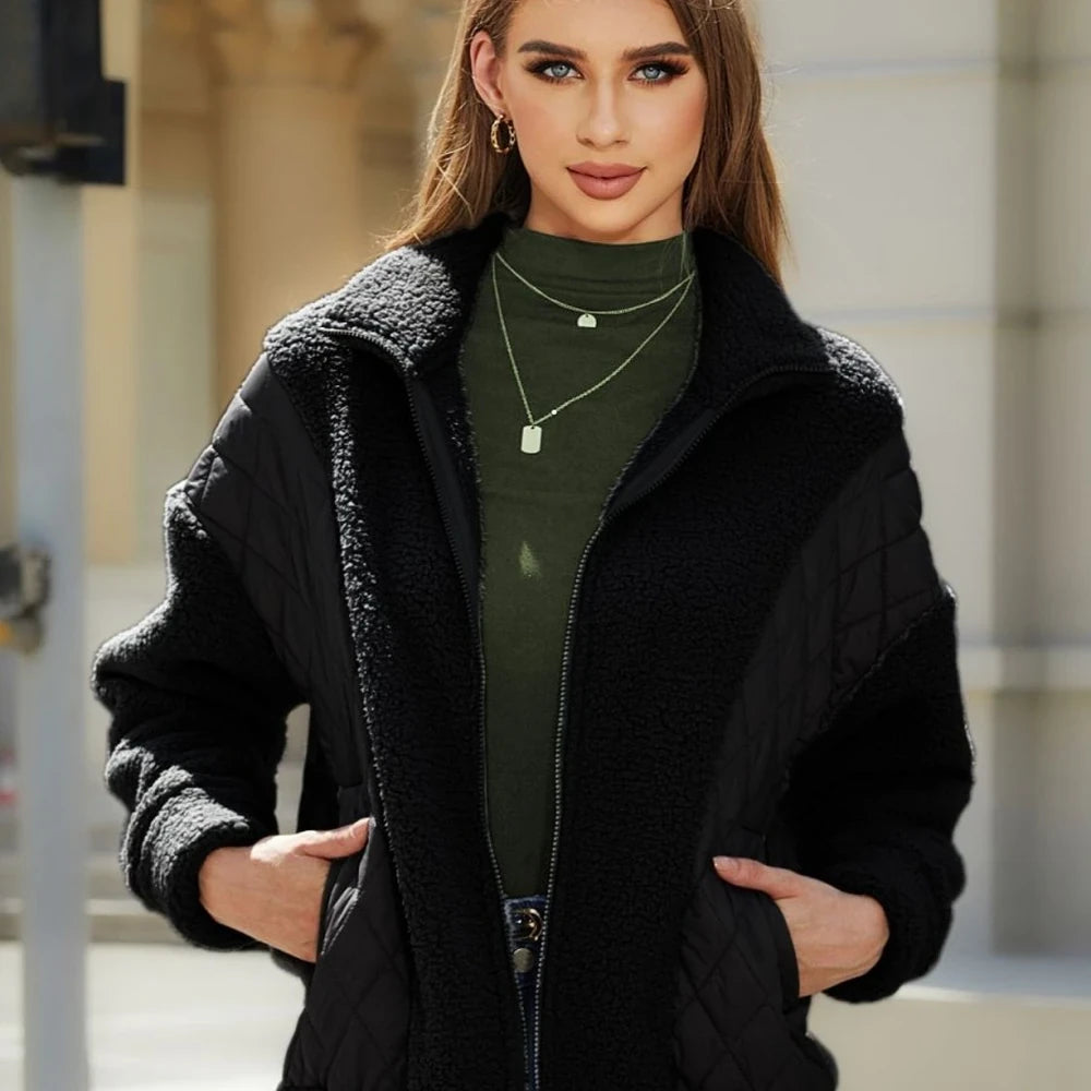 Collared Zip-Up Jacket with Pockets