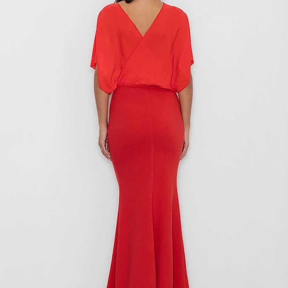 Fitted Long Dress with Transparent Top