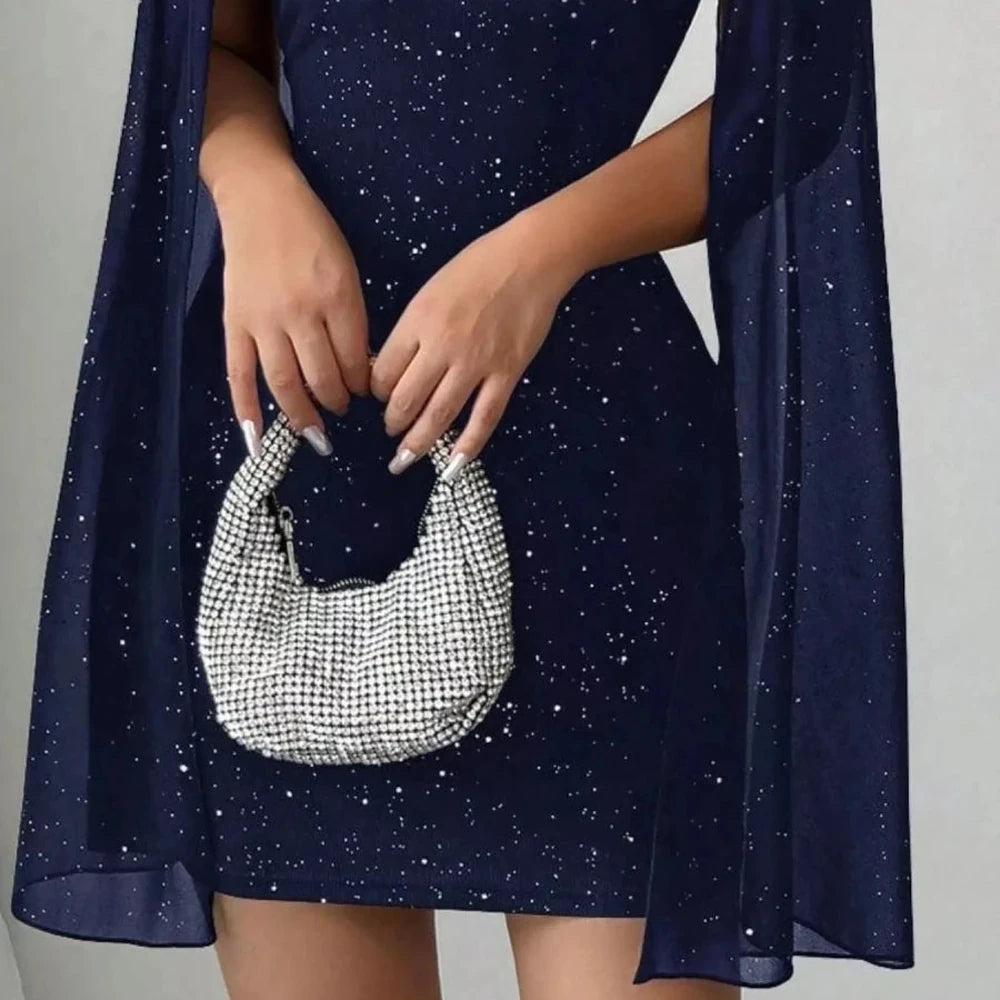 Cutout Bodycon Mini Dress with Cape Sleeves