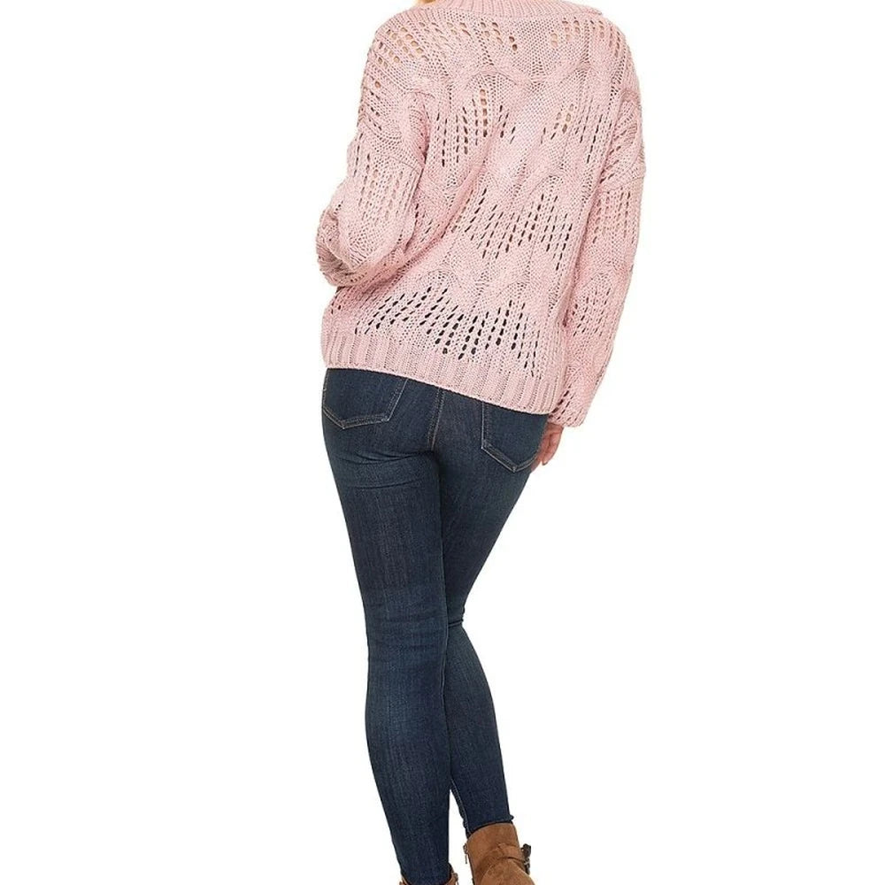 Oversize Knit Sweater with Heart Neckline