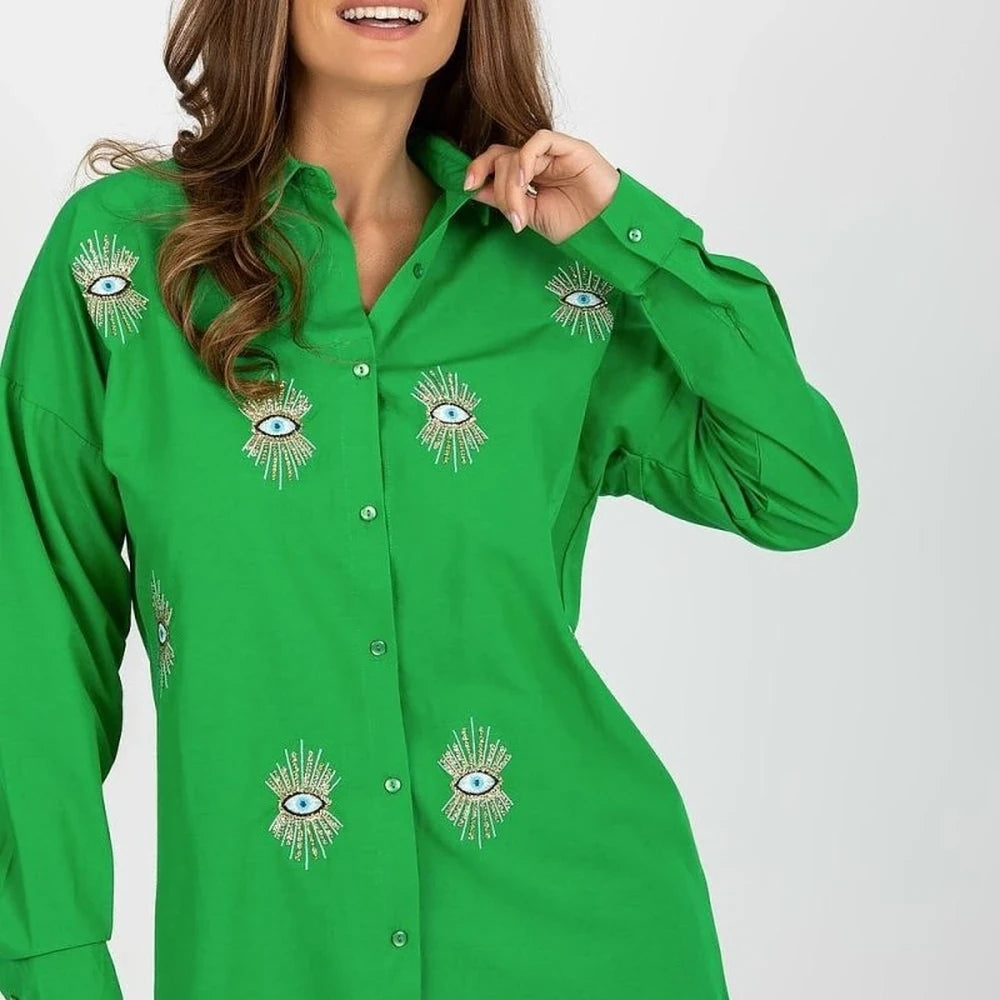 Embroidered Long Sleeve Button Up Shirt