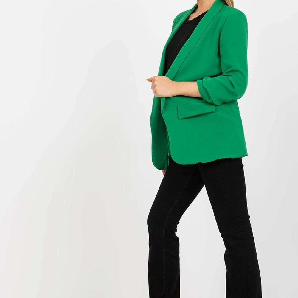3/4 Sleeve Unbuttoned Jacket with Lining