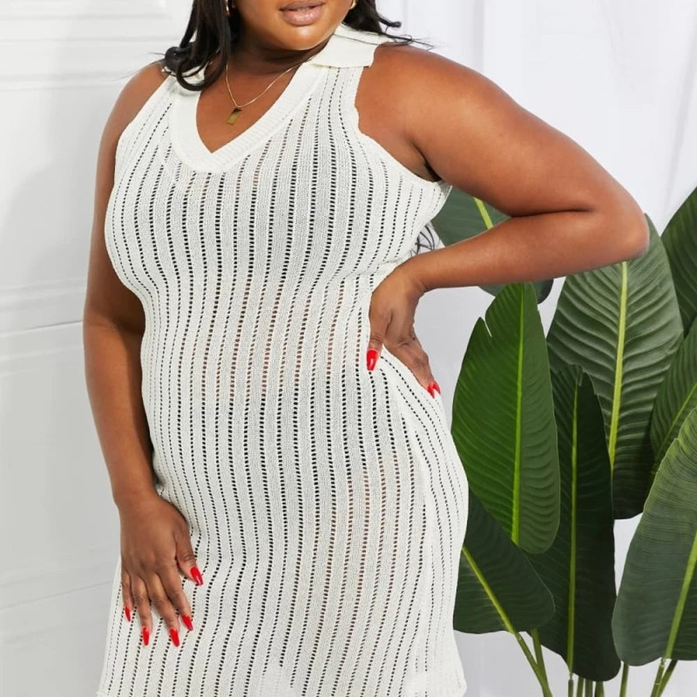Women's Openwork Johnny Collar Cover-Up
