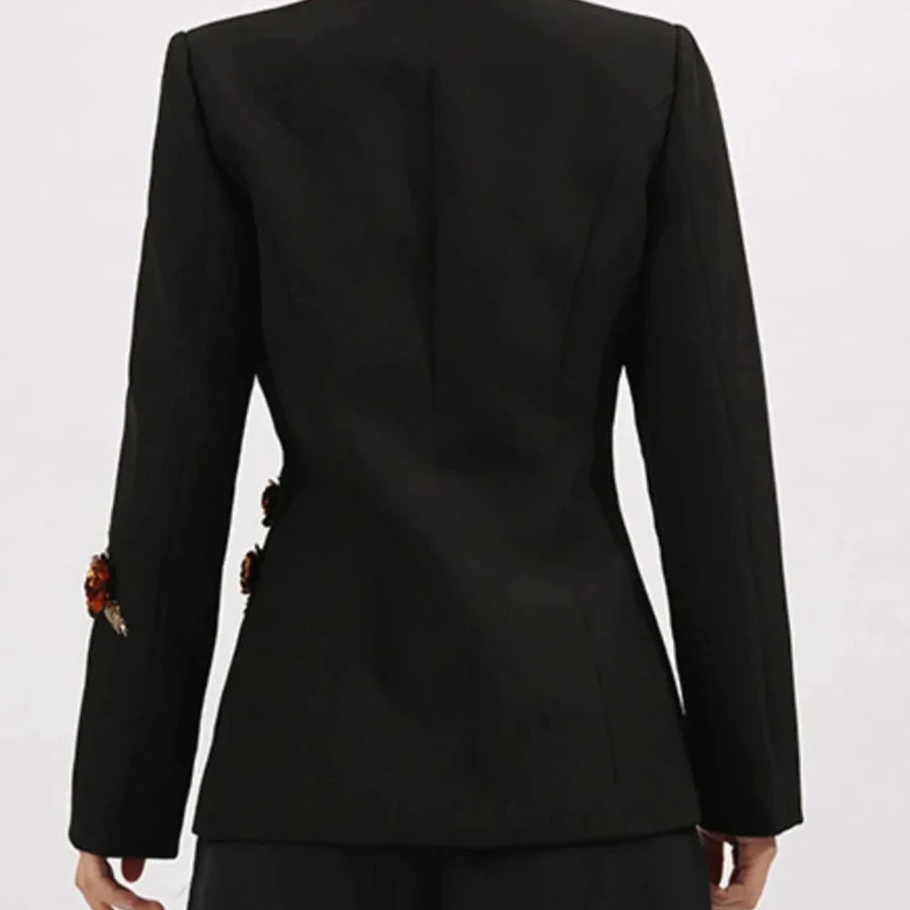 Embroidered Long Sleeve Blazer