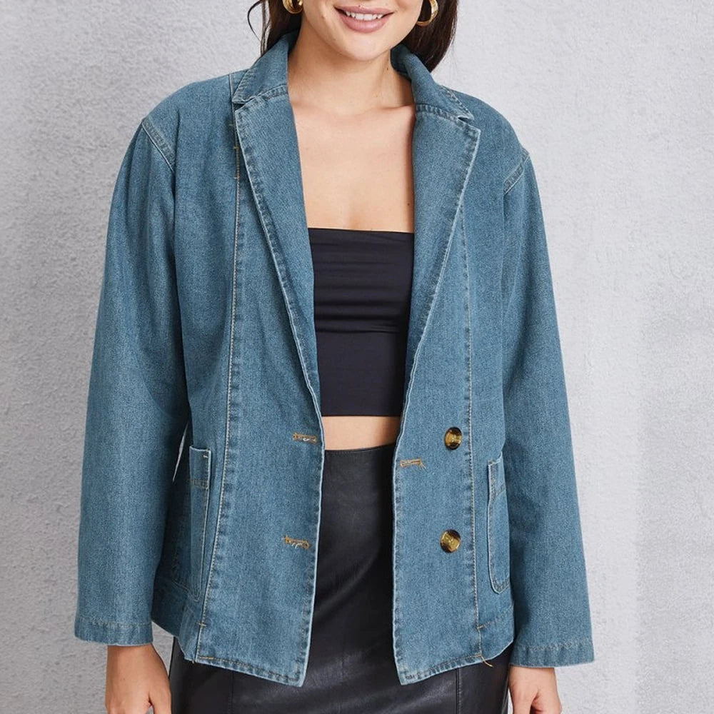 Pocketed Button Up Denim Jacket