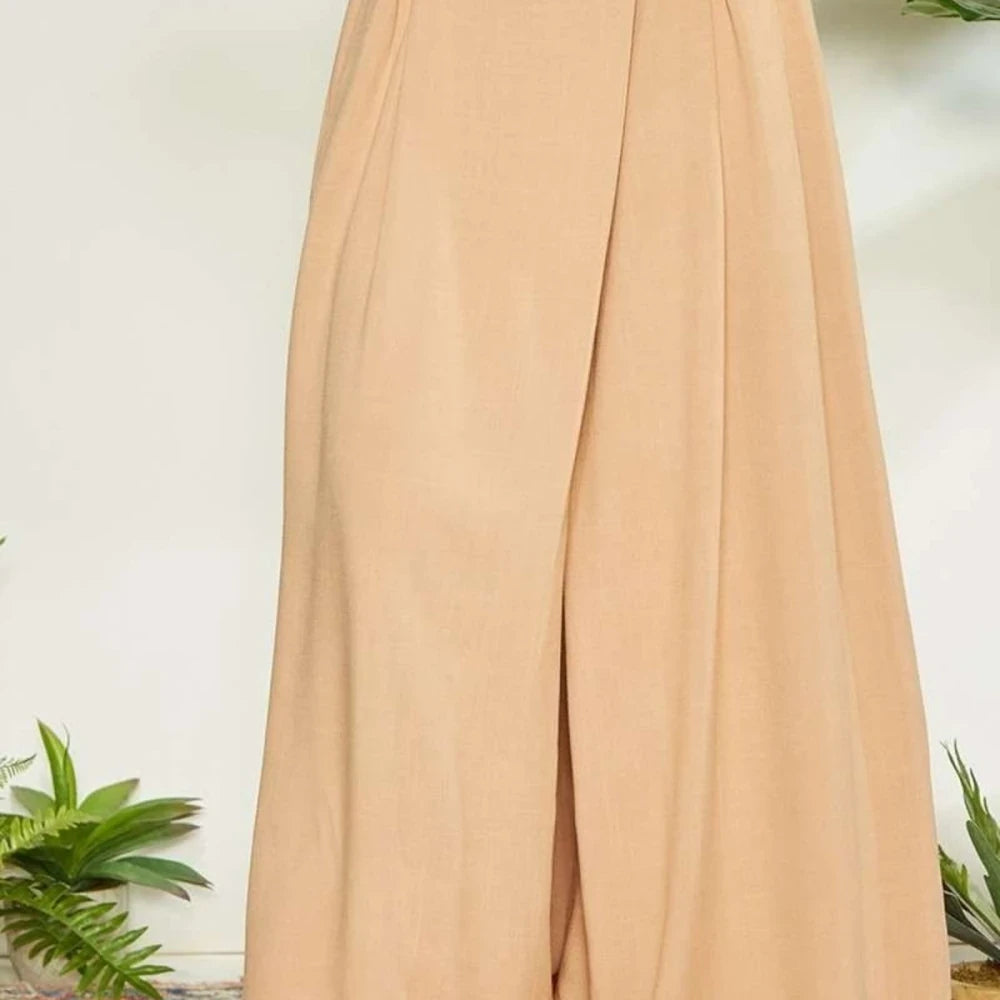 Wide Leg Pants with Wrap Pleating Detail