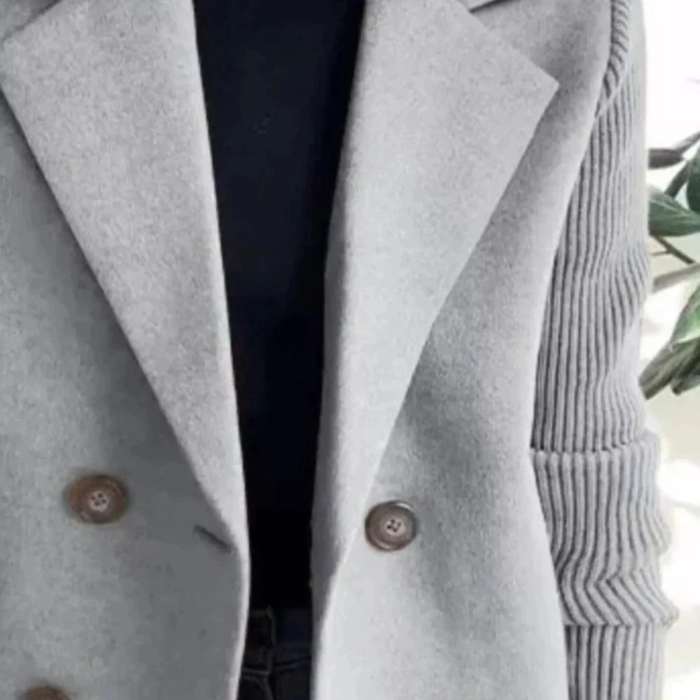 Lined Double-Breasted Knit Sleeve Outerwear