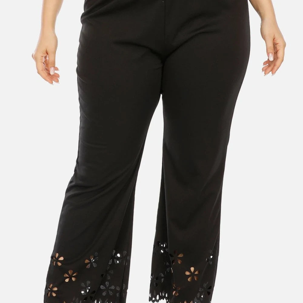 Plus Size Openwork Pants - Polyester Blend