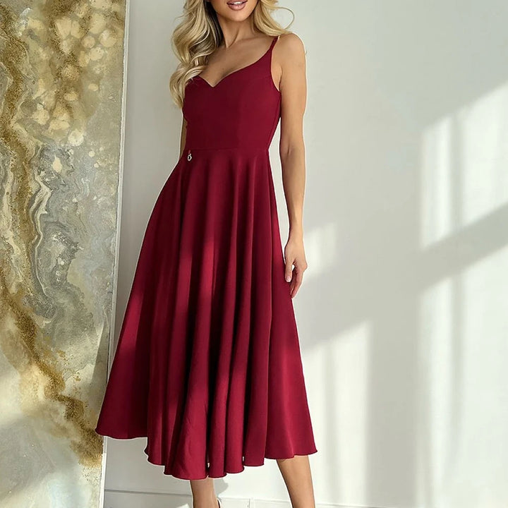 Midi Strap Dress with Zipper